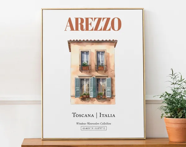 Arezzo Toscana Italia Travel Poster, Watercolor