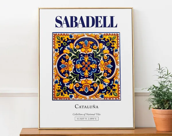 Sabadell Catalua Spain Folk Tile Art Print