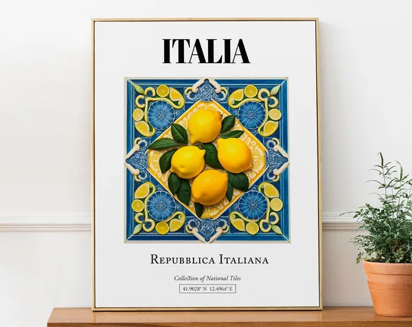 Italia Republica Italiana Tile Pattern With Lemons