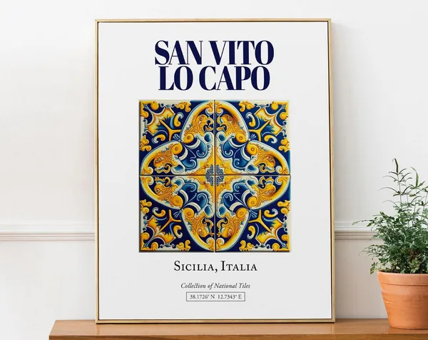 San Vito Lo Capo Sicilia Maiolica Tile Travel Poster