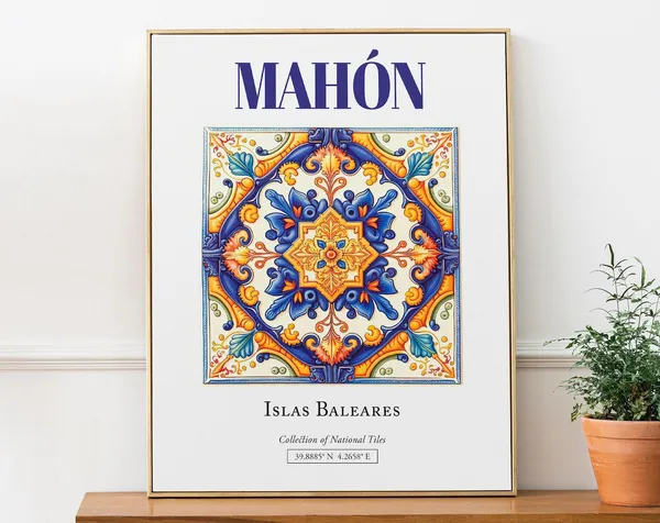 Mahn Ma Islas Baleares Spain Folk Tile Art Print