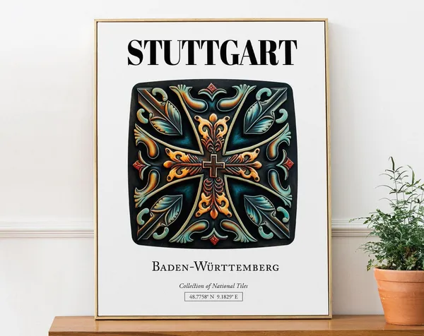 Stuttgart Baden-Wurttemberg Traditional Tile Pattern Art Print