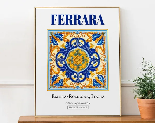 Ferrara Emilia-Romagna Italy Maiolica Tile Travel Poster