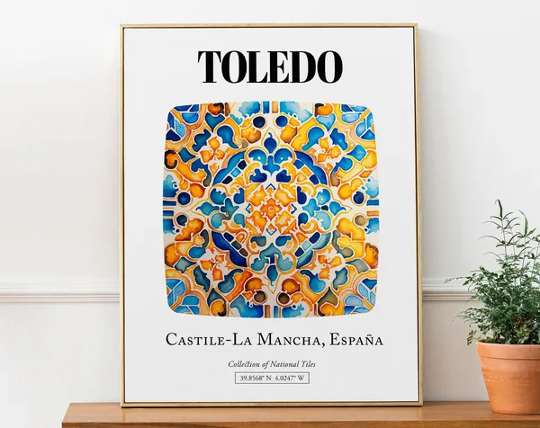 Toledo Inspired Tile Pattern Art Print, Castile-La Mancha