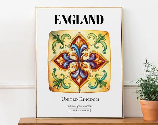 England Traditional Tile Pattern Art Print
