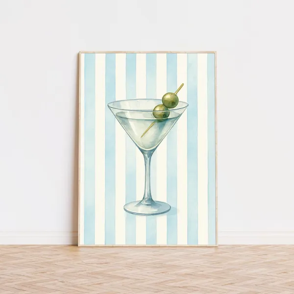 Cocktail Wall Art, Coastal Bar Cart Art Print