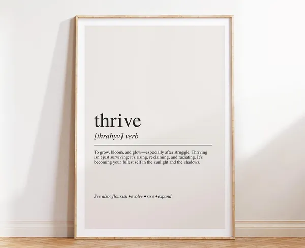 Thrive Definition Wall Art Print, Growth Mindset