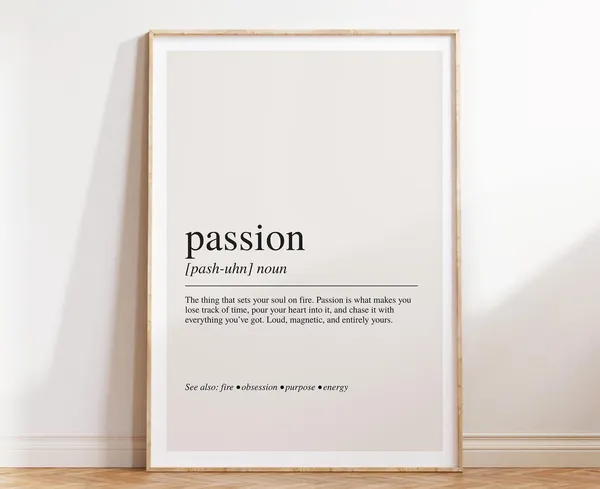 Passion Definition Poster, Motivational Wall Art