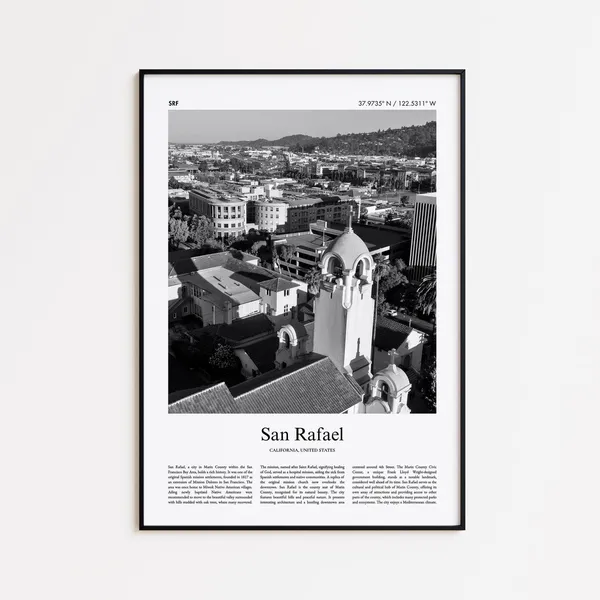 San Rafael Black And White Travel Poster, Wall Art