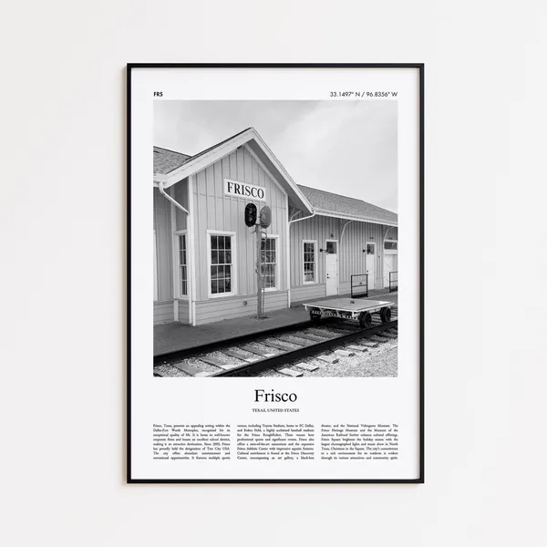 Frisco Black And White Travel Poster, Texas Print