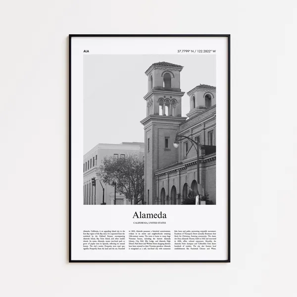Alameda Black and White Travel Poster, USA