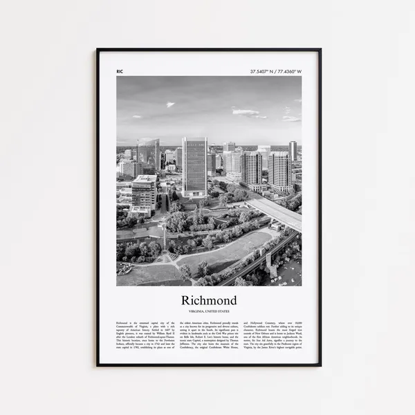 Richmond Black And White Virginia Wall Art Print
