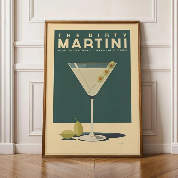 Dirty Cocktail Poster Print, Mid-Century Modern Decor