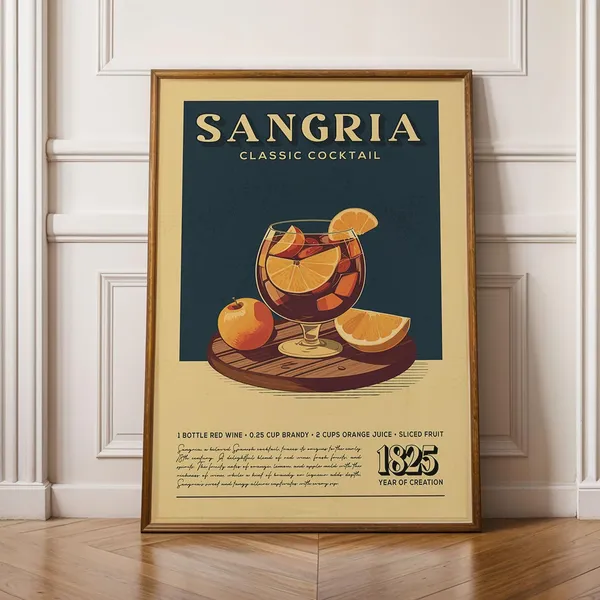 Sangria Cocktail Vintage Decor Art Print Poster
