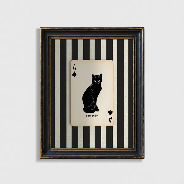 Lucky Charm Black Cat Halloween Vintage Art Print
