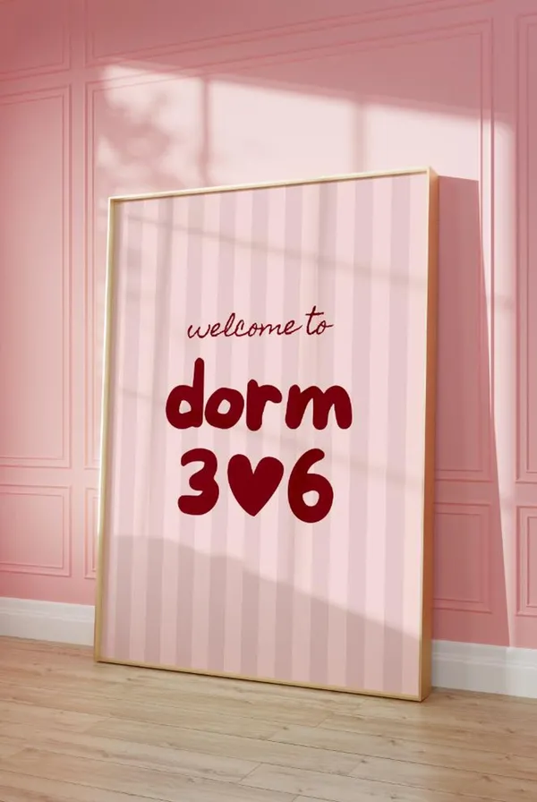 Custom Dorm Welcome Sign, Preppy College Room Art Print