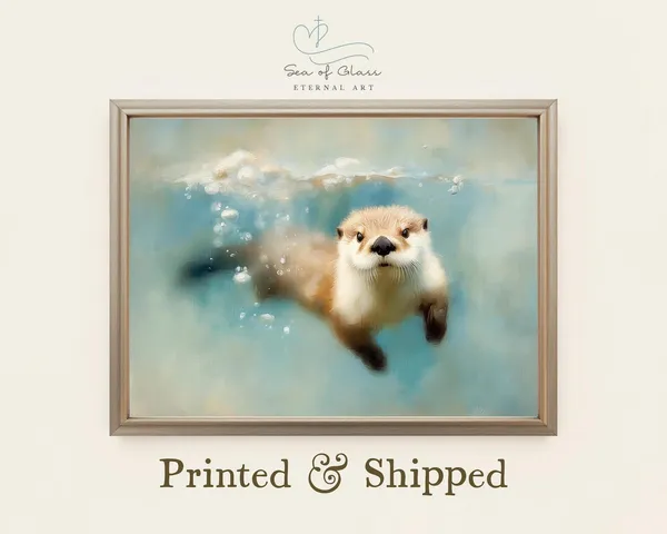 Otter Swimming Art Print, Whimsical Nursery Decor