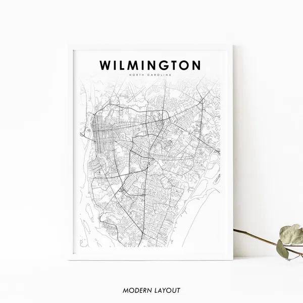 Wilmington NC Map Print, North Carolina Travel Poster