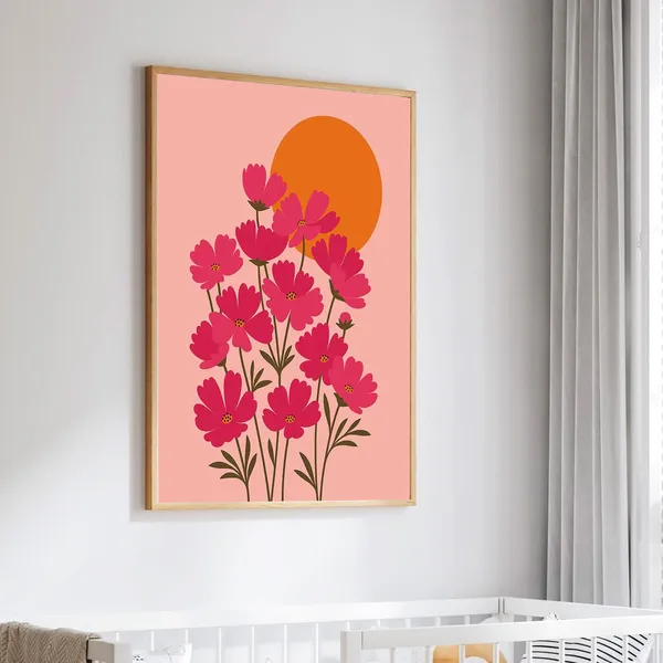Flowers In The Sun Art Print, Kids Room Decor