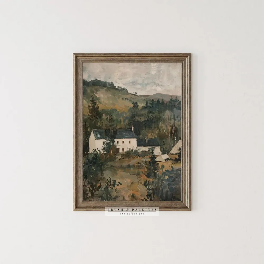 Countryside White Cottage Vintage Farmhouse Art Print - Image 2