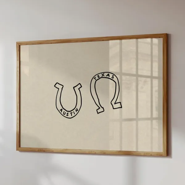 Austin Texas Horseshoe Travel Poster Print