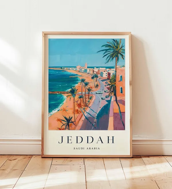 Jeddah Saudi Arabia Travel Poster, Red Sea Print