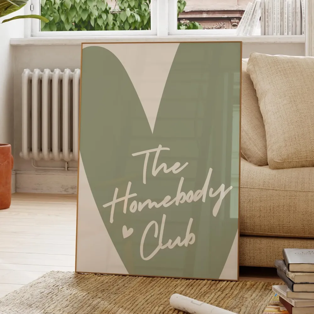The Homebody Club Heart Poster, Sage Green Print