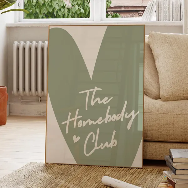 The Homebody Club Heart Poster, Sage Green Print