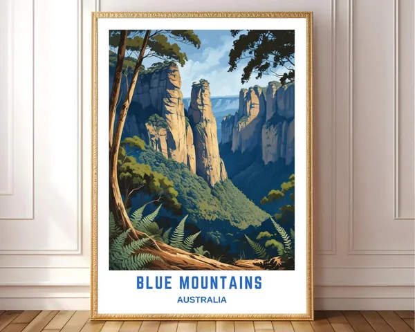Blue Mountains Australia Vintage Travel Poster Print