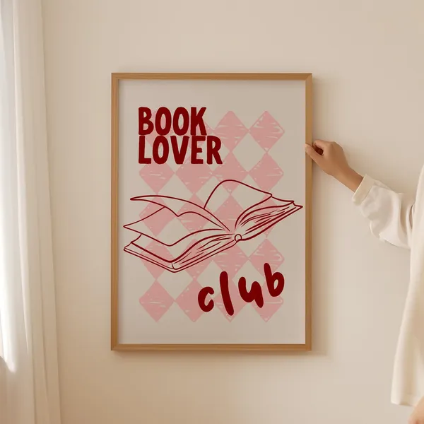 Pink Book Lover Preppy Club Art Print