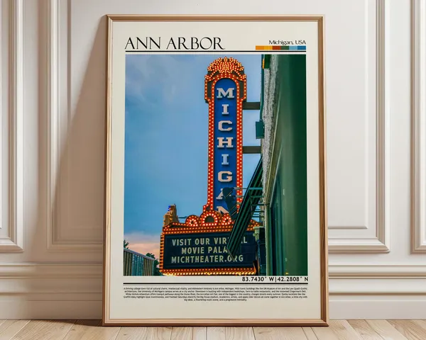 Ann Arbor Michigan Theater Vintage Travel Poster