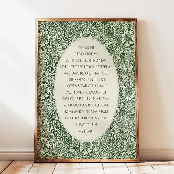 Thought Of You Poem For Grief Art Print