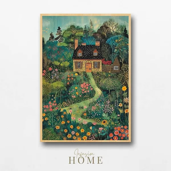 Whimsical Cottage Garden Art Print
