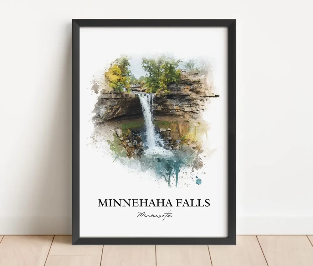 Minnehaha Falls Watercolor Travel Poster, Minneapolis - Image 4