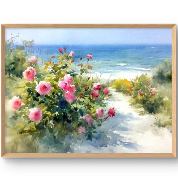 Cape Cod Beach Path Watercolor Style Poster