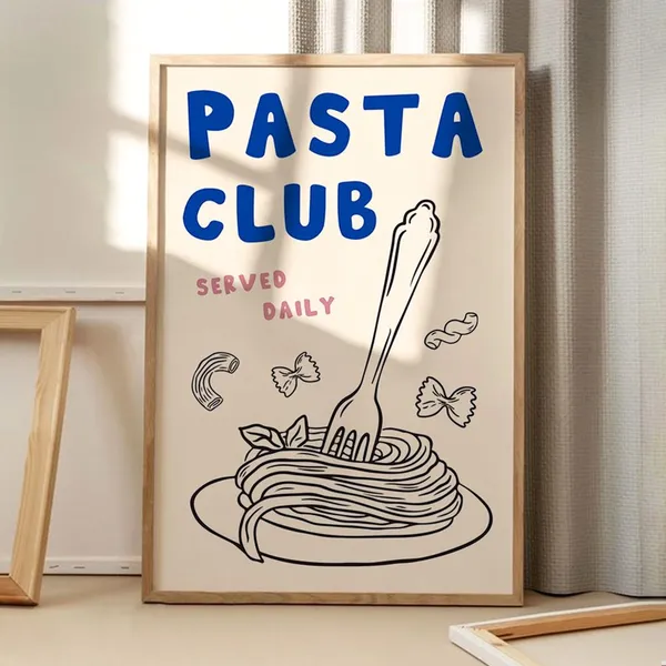 Pasta Club Retro Kitchen Poster Print