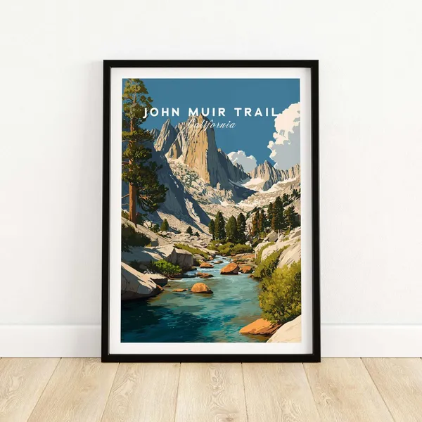 John Muir Trail Travel Poster, Yosemite Valley