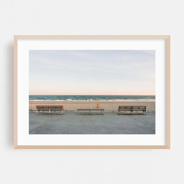 Queens New York Beach Travel Poster, Minimalist