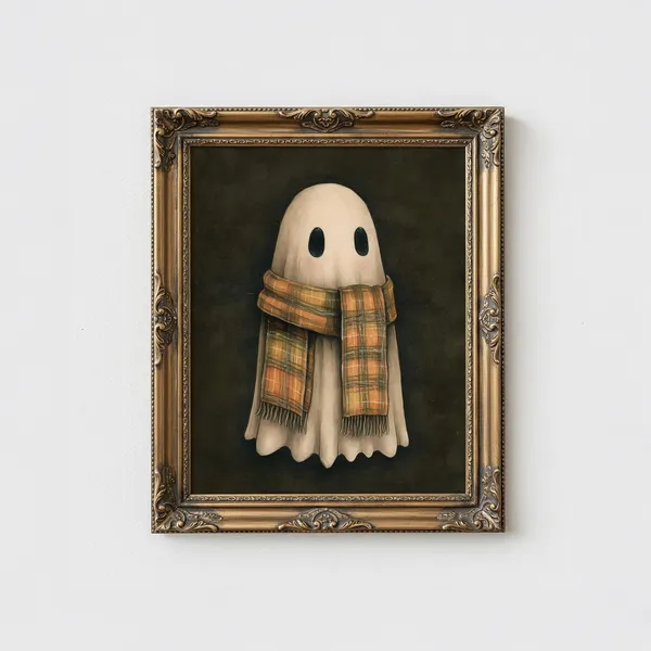 Autumn Halloween Plaid Poster, Cozy Fall Decor