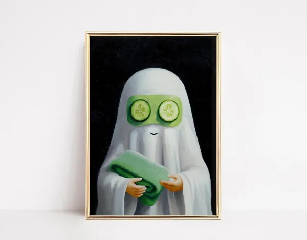 Funny Ghost Spa Halloween Bathroom Decor Poster