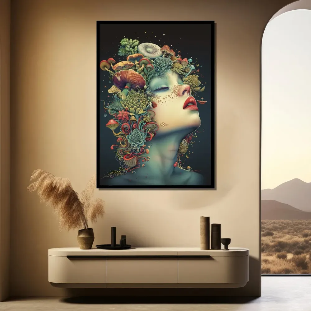 Surreal Mushroom Woman Botanical Fantasy Art Print - Image 3