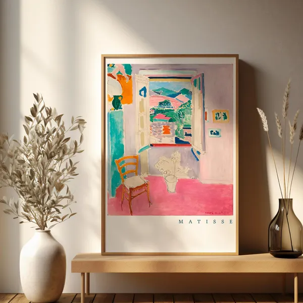 Matisse Pink Abstract Art Print, Open Window