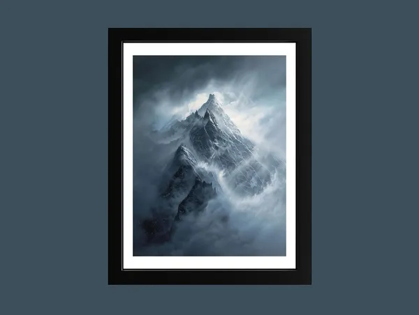 Dramatic Mountain Peak Oil Painting Landscape Print