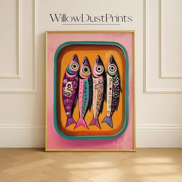 Sardine Tin Fish Pop Art Print, Kitchen Decor