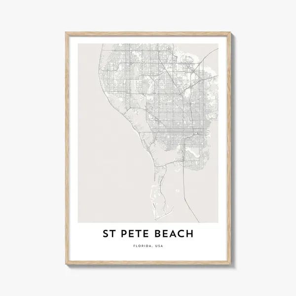 St Pete Beach Map Art Print, Florida Travel Poster