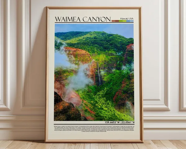 Waimea Canyon Hawaii Travel Poster, USA Wall Art