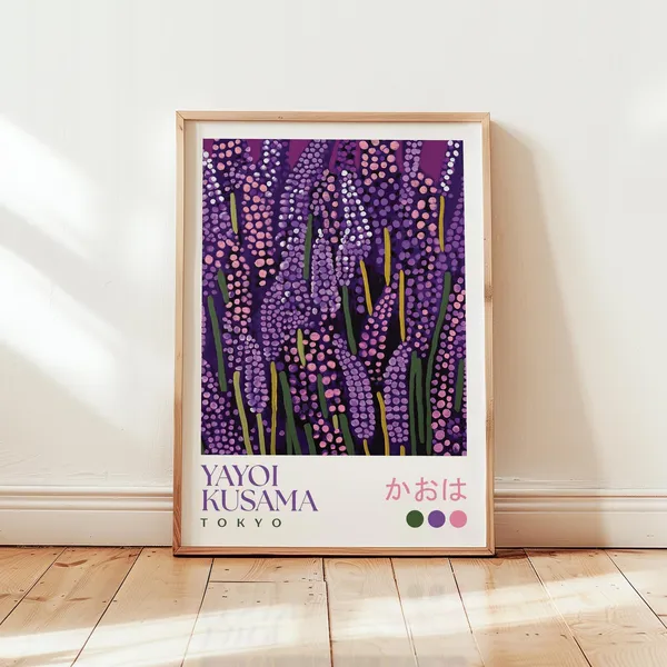 Yayoi Kusama-Inspired Lavender Abstract Floral Art Print