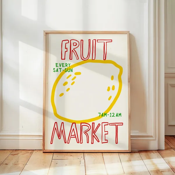 Lemons Art Print, Retro Kitchen Wall Decor