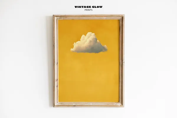 Mustard Yellow Cloud Art Print, Minimalist Wall Decor