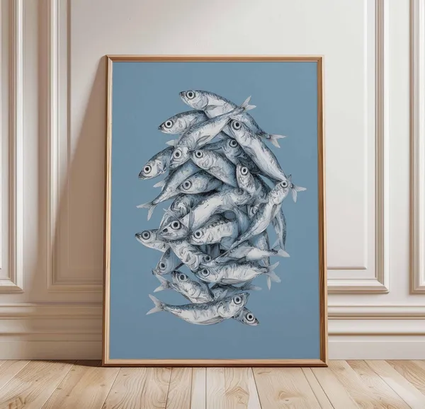 Pop Art Fish Poster, Funky Coastal Sea Life Print
